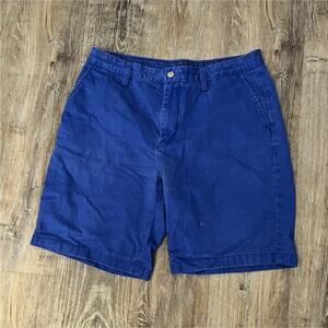 Nautica Chino Shorts Blue Cotton Button Pockets Flat Front Men